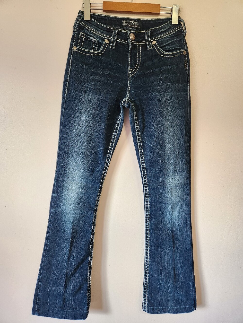 Silver Jeans Co. Natsuki Flap Pocket Bootcut Jeans Thick Stitch Y2K Size 26